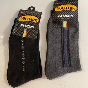 New Socmark Men's Socks Cotton Spandex Super Soft 2 New Pair With Tags